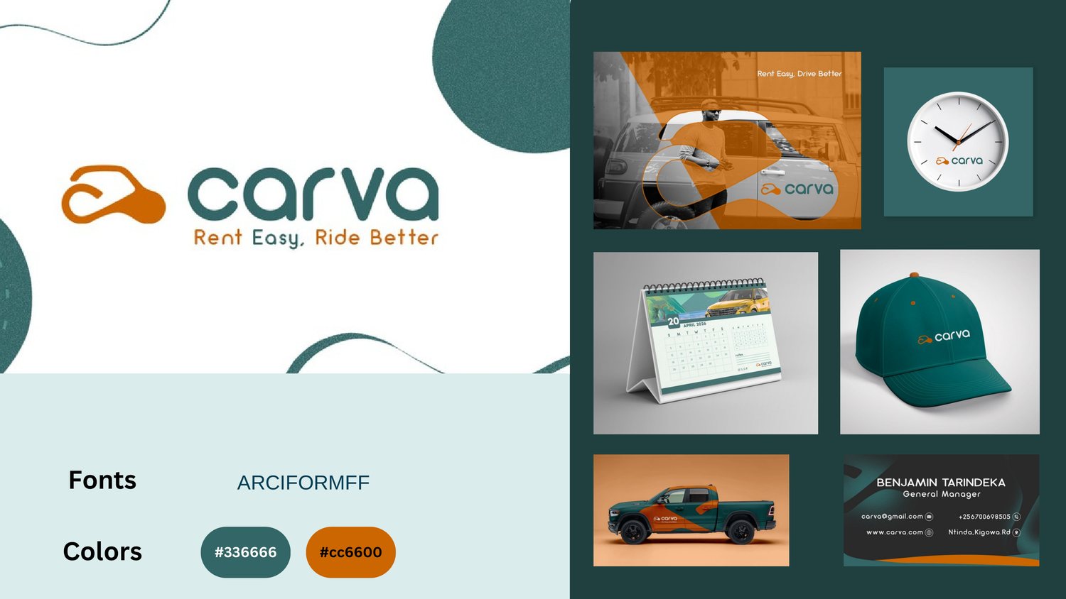 Carva brand identity — logo, livery and merchandise