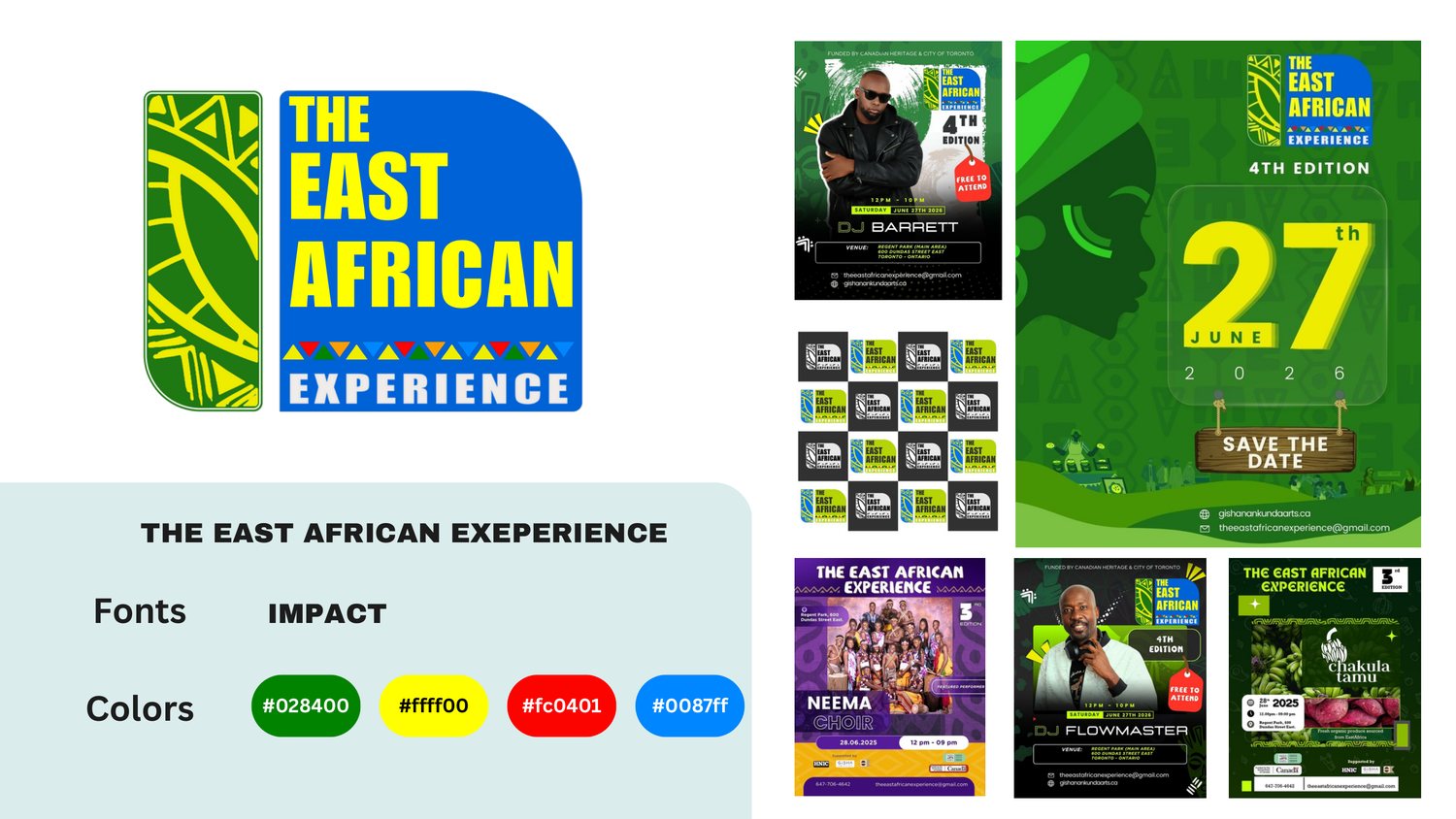 The East African Experience event branding and posters