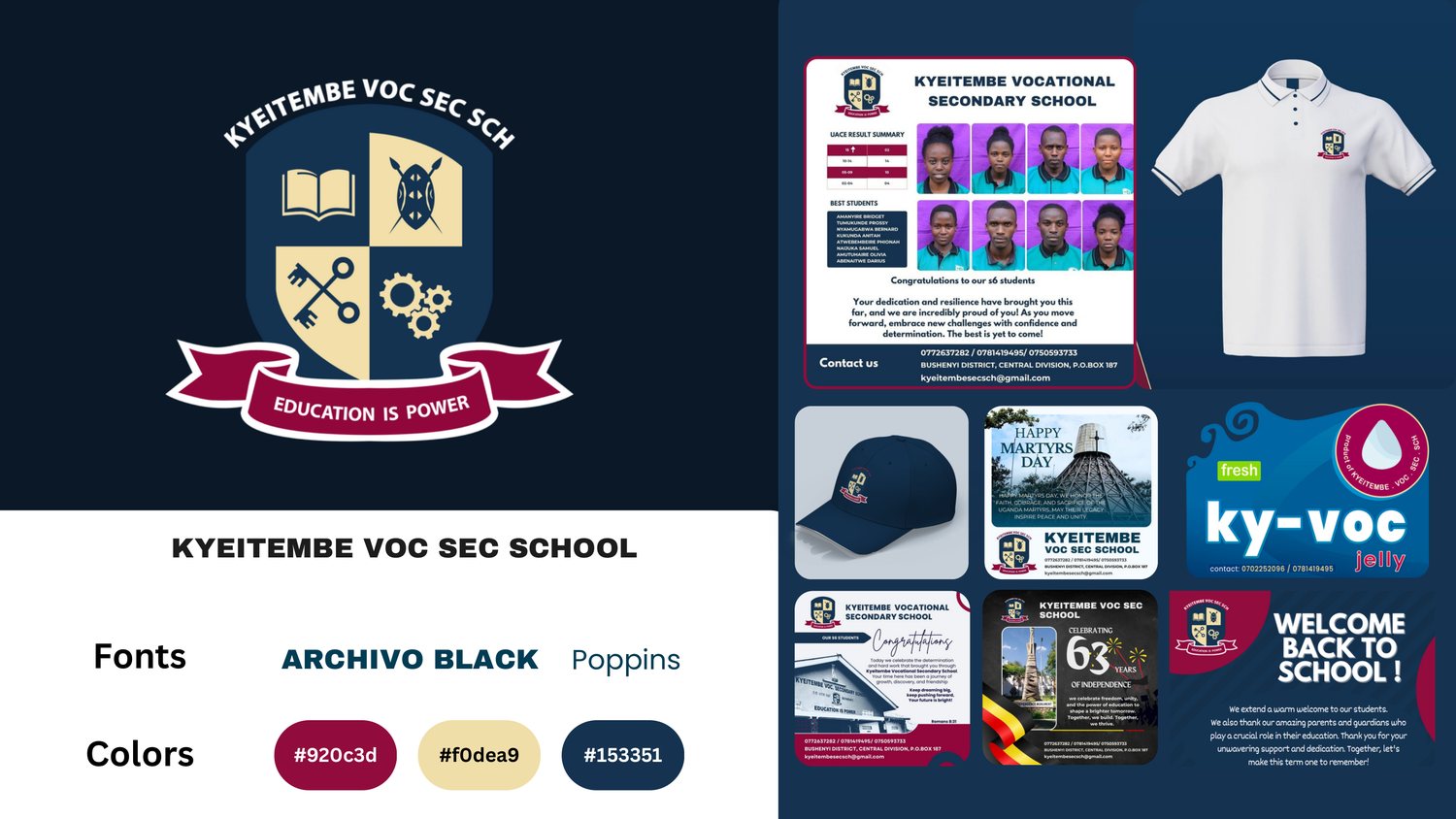 Kyeitembe Vocational Secondary School brand identity and flyers