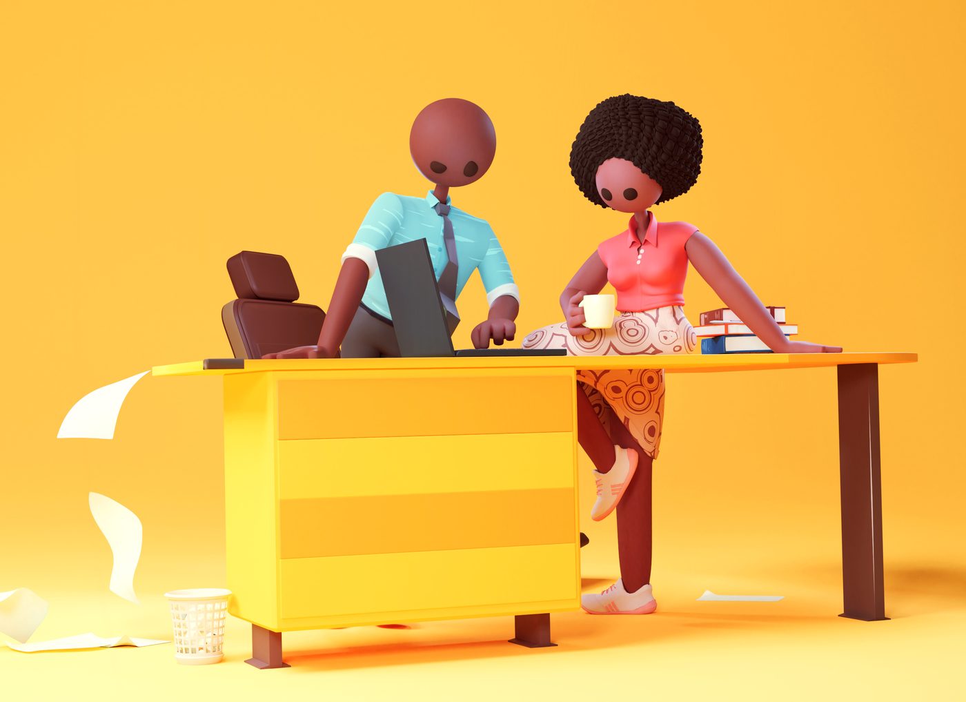 Office scene illustration